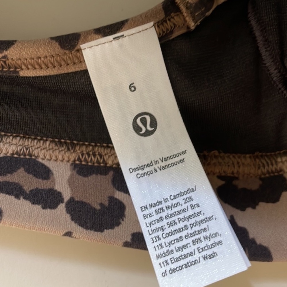 lululemon athletica Leopard Print Sports Bra - Tan and Black - Picture 3 of 6